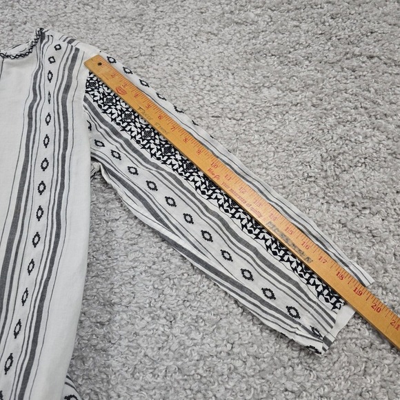 Roller Rabbit Top Womens S Gray White Tunic Tassel Long Sleeve Cotton Beach READ - Picture 13 of 15